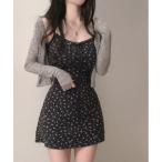  выставить Y2K V шея укороченные брюки Mini длинный рукав Roo z маленький цветочный принт выставить кардиган Cami One-piece женский 