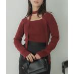 ショッピング記念 ニット セーター タイ付き2WAYリブニットトップ レディース