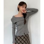 ショッピングオフショルダー ニット セーター 「着用動画あり・4色展開」フリルオフショルダーニット/2025 AW COLLECTION レディース