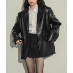 ジャケット テーラードジャケット オーバーサイズレザージャケット レディース