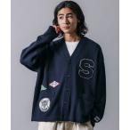 ショッピングワッペン カーディガン 限定展開 リラックスフィット レタード ニットカーディガン / 刺繍ワッペン メンズ レディース