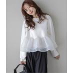 tシャツ シアーフリルドッキングトップス レディース