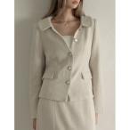 ショッピングリエディ ステンカラーコート コート 「MEISM by Re:EDIT」「2025AW COLLECTION」ドビーツイードフラットカラージャケット レディー