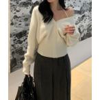 ニット セーター オフショルダーセーター レディース
