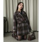 ステンカラーコート コート 2WAYチェックミドルコート レディース