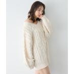 ニット セーター 2Wayケーブルルーズチュニックニット レディース
