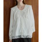 ブラウス シャツ lace collar vintage satin blouse / レースカラーヴィンテージサテンブラウス レディース