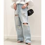 ショッピングスカイハイ 「AP STUDIO」 ダメージ加工デニムパンツ 38 スカイブルー レディース