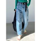 「BLACK BY MOUSSY」 ダメージ加工デニムパンツ 24inch ブルー レディース