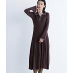 ワンピース スキッパーバイカラーニットワンピース