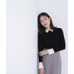 ニット セーター 「CLASSY.12月号掲載」襟付ベーシックリブニット レディース