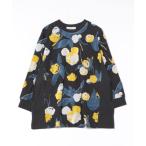 ショッピングフラワー tシャツ フラッフィーフラワーベロアジャカードチュニックカットソー レディース