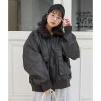 ブルゾン アウター 2way フェード加工 ファー襟レザレットブルゾン/ファー切替 レザレット中綿ブルゾン レディース