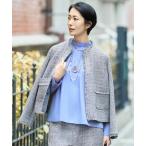 ジャケット ノーカラージャケット ライトミックスツイード ジャケット レディース