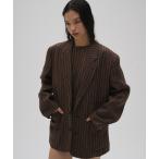 ジャケット テーラードジャケット Boyfriend Stripe Linen Jacket レディース
