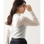 ショッピングカットソー tシャツ フロッキーストライプモックネックカットソー レディース