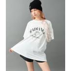 tシャツ レース スリーブ プリント 