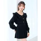 ニット セーター フェイクファー付きキラキラ襟ニット レディース