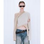 ショッピングオフショルダー ニット セーター DOCKING KNIT TOP レディース
