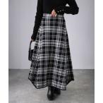 ショッピング柄 スカート チェック柄ジャガードニットフレアスカート