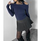 ショッピングオフショルダー tシャツ 「LVEU.」ホルターネックオフショルリブトップス / トップス リブ ストレッチ 長袖 オフショルダー オフショル ホルターネック クロッ