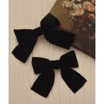 ヘアクリップ 「float」ベロア リボン ヘアクリップ「2個セット」