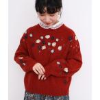 ニット セーター くるくるお花の 求心みたいなニットプルオーバー レディース