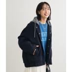 ブルゾン アウター ニットフード付きウーリーブルゾン レディース