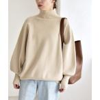 ニット セーター quaranciel:「洗濯機可能」タートルネック ラグラン ロングリブ ニット プルオーバー レディース