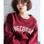 ニット セーター ジャガードロゴニットプルオーバー レディース