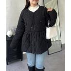 ショッピングパール ブルゾン アウター キルティングパールペプラムブルゾン レディース