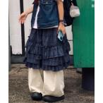ショッピングティアード スカート チェック柄ティアードフリルスカート／レイヤード風デザイン