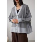 カーディガン ラメバイカラーニットカーディガン レディース