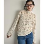 tシャツ ドットベロアハイネックトップス レディース