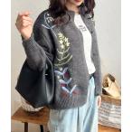 ショッピングフラワー カーディガン フラワー刺繍ニットカーディガン レディース