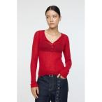 ニット セーター SHEER HENRY NECK KNIT TOP / シアーヘンリーネックニットトップス レディース