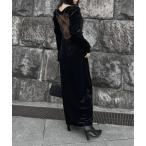 ショッピングワンピ ワンピース 「LVEU.」バックレースベロアワンピース / ワンピース ワンピ ベロア レース バックオープン 肌見せ レイヤード モード キレイめ