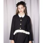 ジャケット ノーカラージャケット blooming frill jacket / フリルデザインジャケット「セットアップ着用可能」 レディース