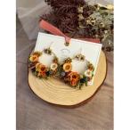 ピアス 揺れるドライフラワーリース風ピアス｜本物のお花の耳飾り レディース