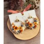 ピアス 秋なドライフラワーリース大ぶりピアス レディース