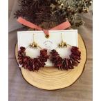 ピアス 推しカラー フリル風あじさいドライフラワーリースピアス レディース