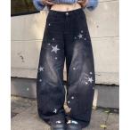  широкий брюки джинсы Denim Denim брюки звезда рисунок широкий Denim брюки женский 