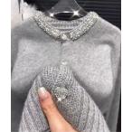 カーディガン ハートボタンビジューカラー