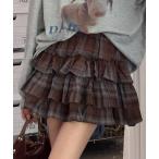 スカート 「新作・全8色展開」チェックティアードミニスカート