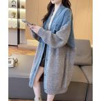 デニムジャケット gジャン デニムとニットのコンビネーションロングカーディガン レディース