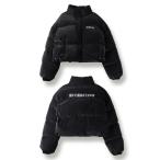 ショッピングショート ダウンコート ダウンジャケット グランジロゴ刺繍ショートパフダウンジャケット ／ grunge logo embroidery short puff