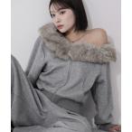  выставить [ выставить ] мех двойной Zip one shoru тренировочный & tuck широкий тренировочный брюки | Fur double-zip one-sh