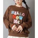 トレーナー スウェット 裏毛スウェット/ランダム貼り付けロゴ/NEO森ガール レディース