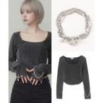 tシャツ メタルパーツデザインカットソー レディース