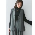 ベスト ジレ 落ち感ドレープ素材ミドル丈フレアジレ（タテヨコストレッチ・しわになりにくい・速乾・ＵＶカット）「大きいサイズ有」 レディース